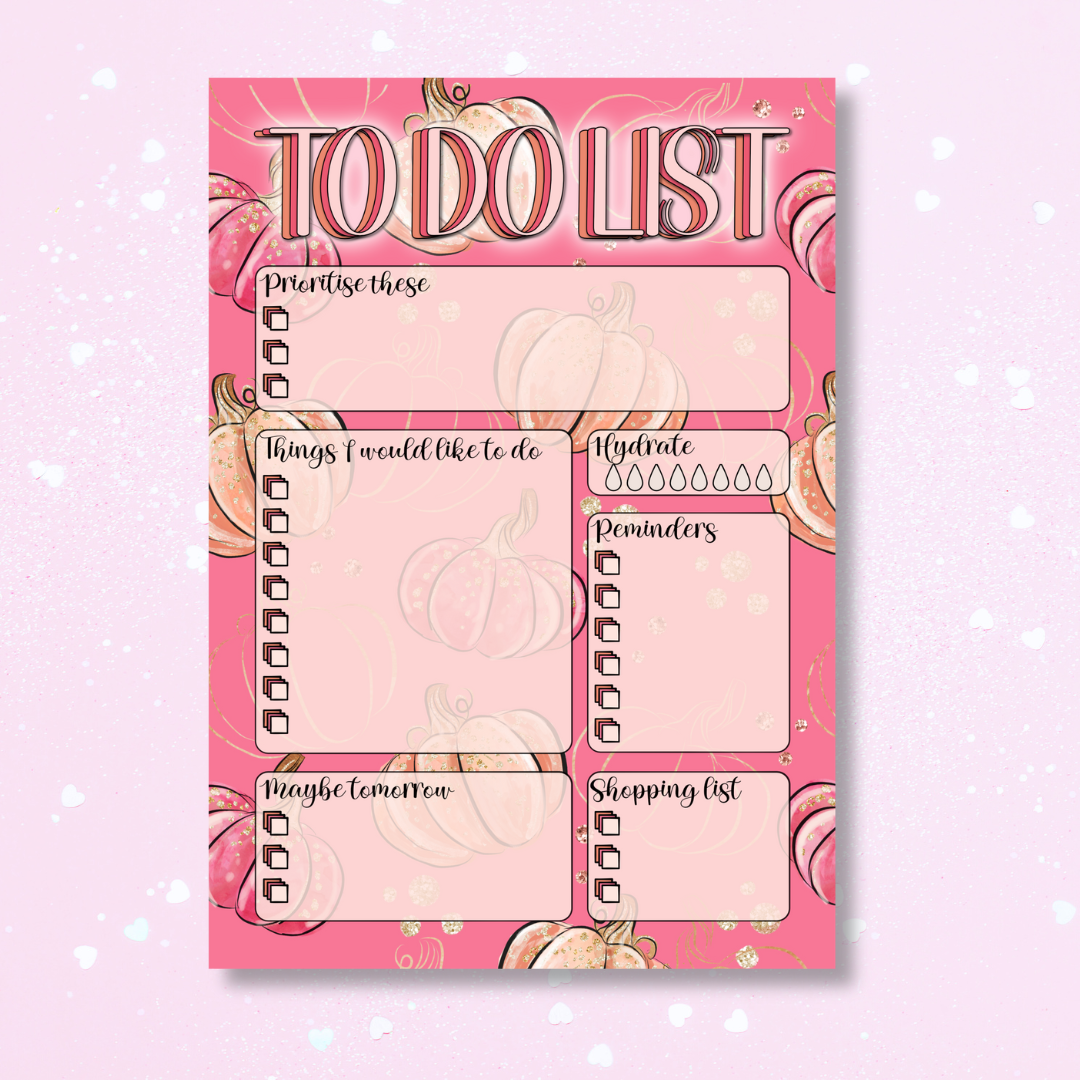 Pumpkin Spice A5 Daily To Do List Notepad