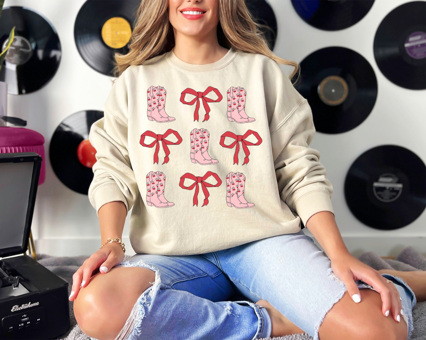 Cowboy Boots & Bows Sweatshirt