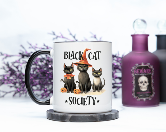 Black Cat Society Halloween Mug