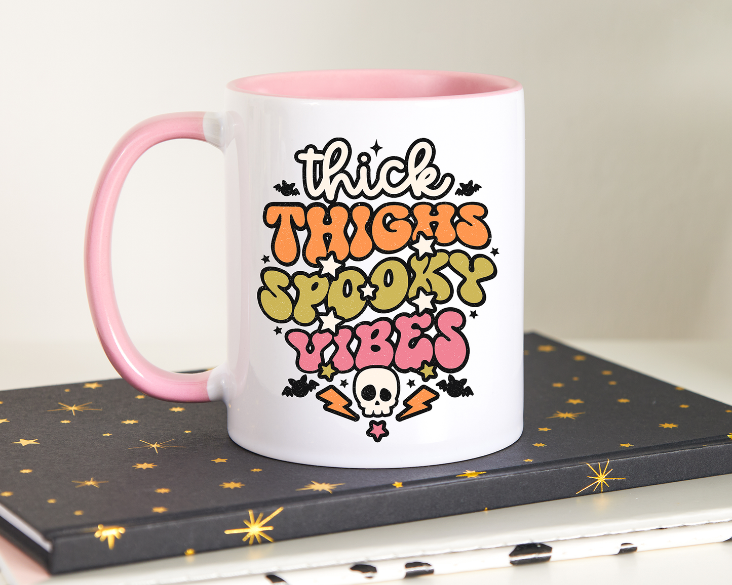 Thick Thighs Spooky Vibes Halloween Mug