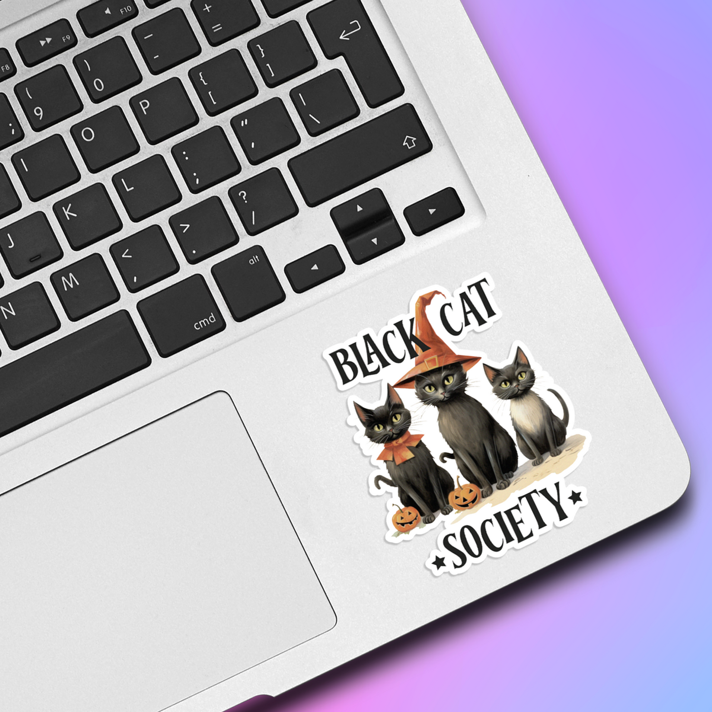 Black Cat Society Halloween Vinyl Sticker