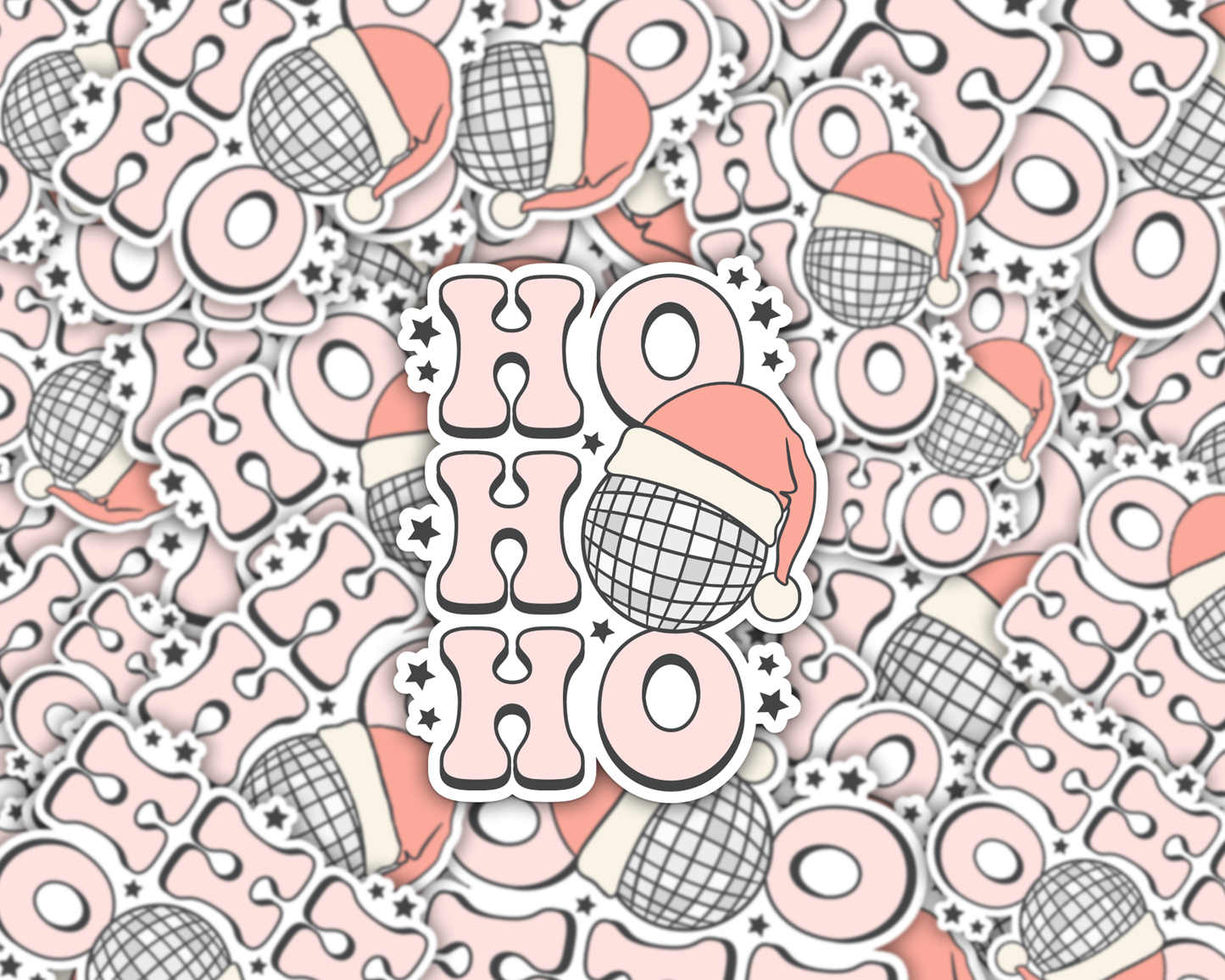 Ho Ho Ho Santa Disco Ball Vinyl Sticker