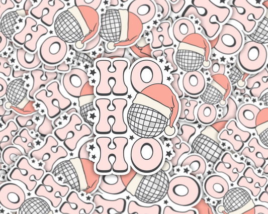 Ho Ho Ho Santa Disco Ball Vinyl Sticker