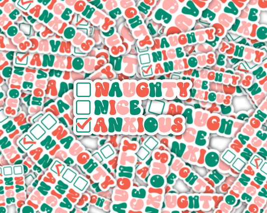 Naughty Nice Anxious Vinyl Sticker