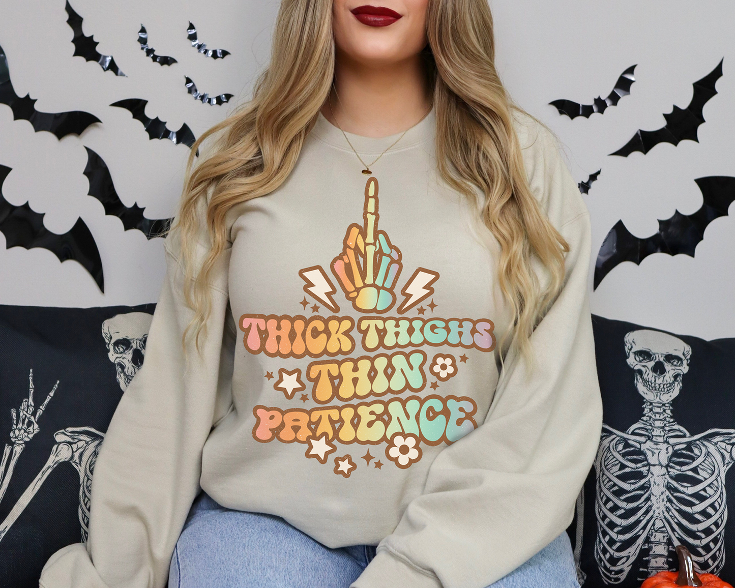 Thick Thighs Thin Patience Halloween Sweatshirt