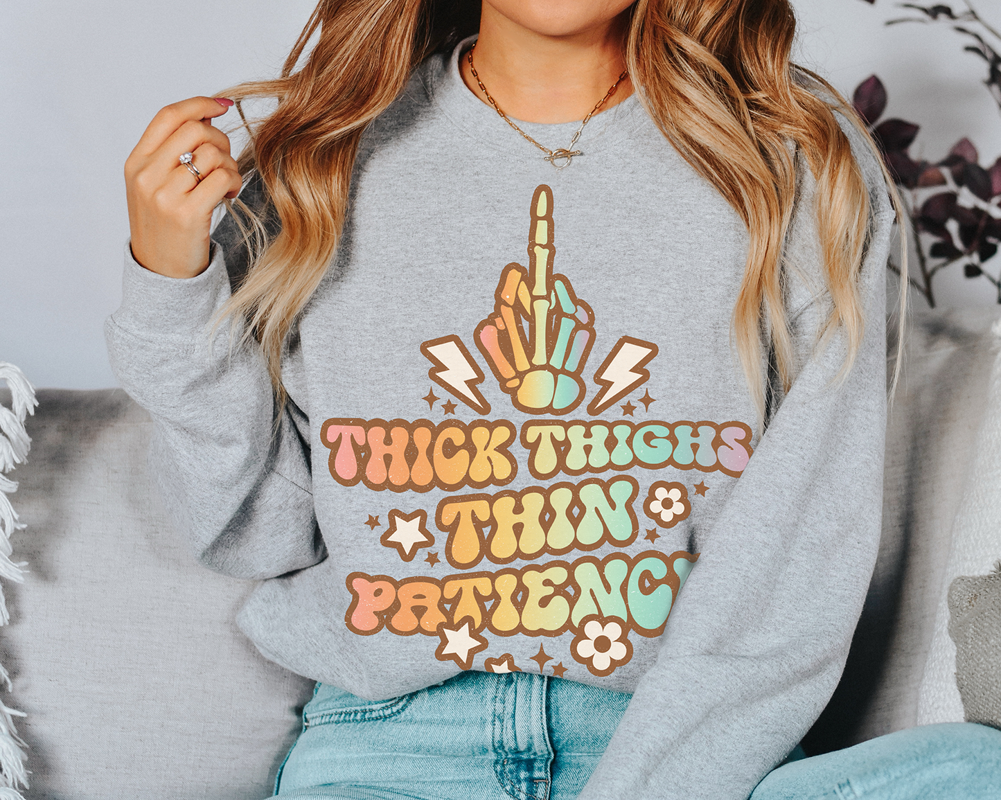 Thick Thighs Thin Patience Halloween Sweatshirt