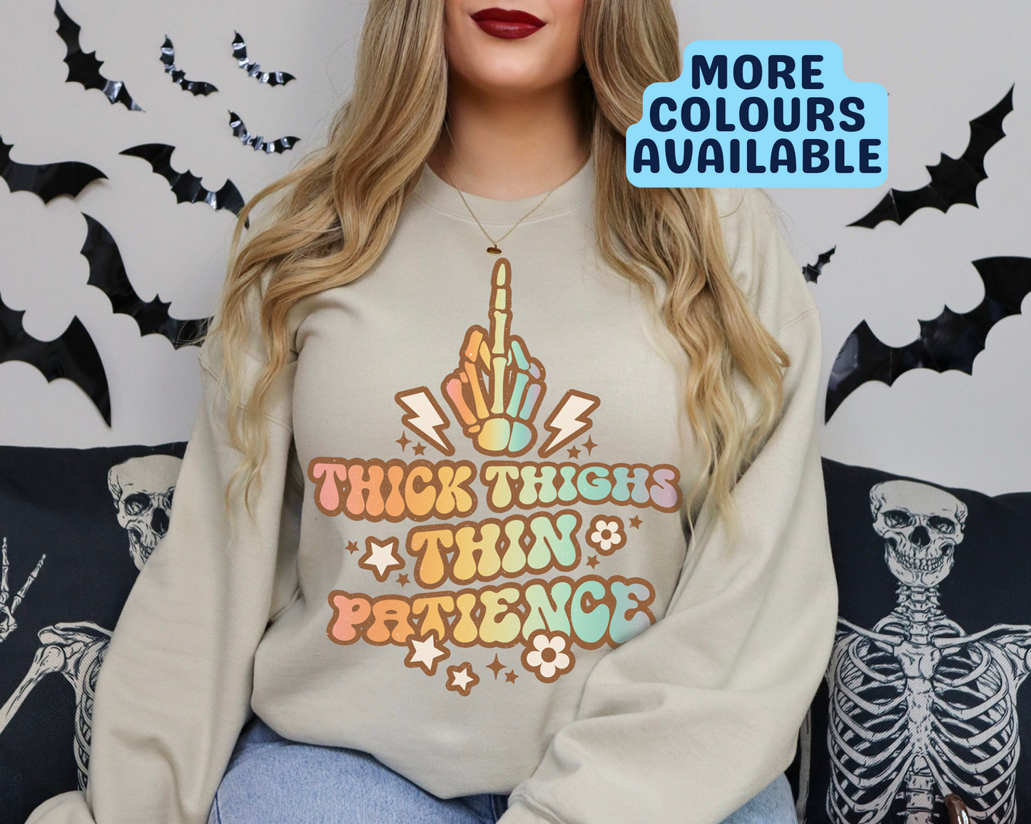 Thick Thighs Thin Patience Halloween Sweatshirt