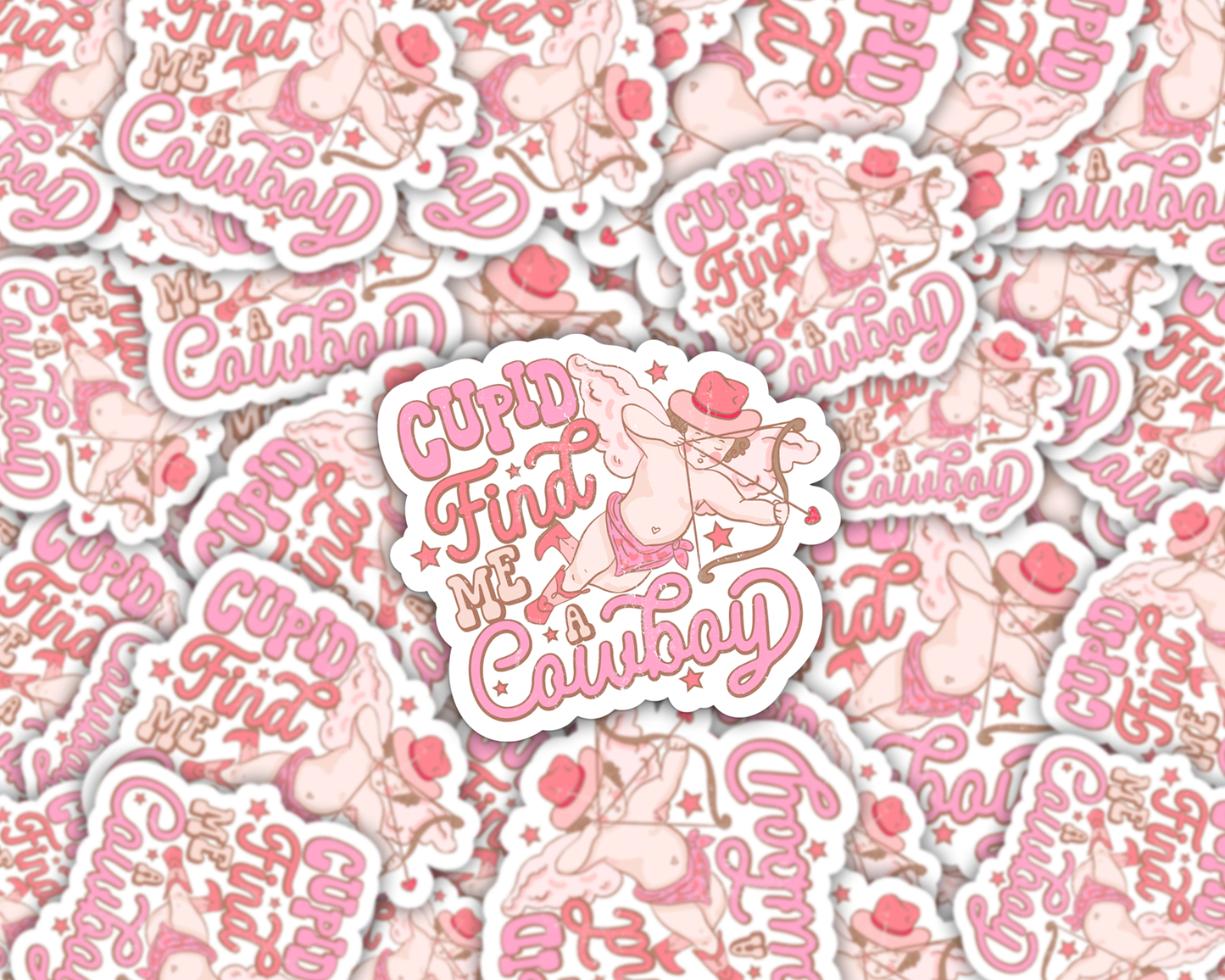 Cherub Cupid Find Me A Cowboy Vinyl Sticker