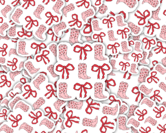 Cowboy Boots & Bows Vinyl Sticker