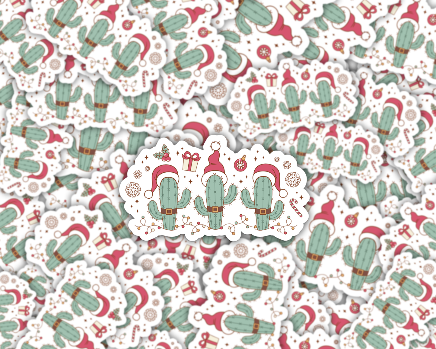 Christmas Cactus Vinyl Sticker