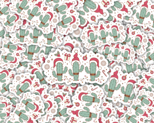 Christmas Cactus Vinyl Sticker