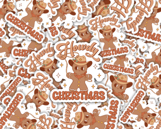 Howdy Christmas Gingerbread Vinyl Sticker