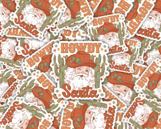 Howdy Santa Christmas Vinyl Sticker