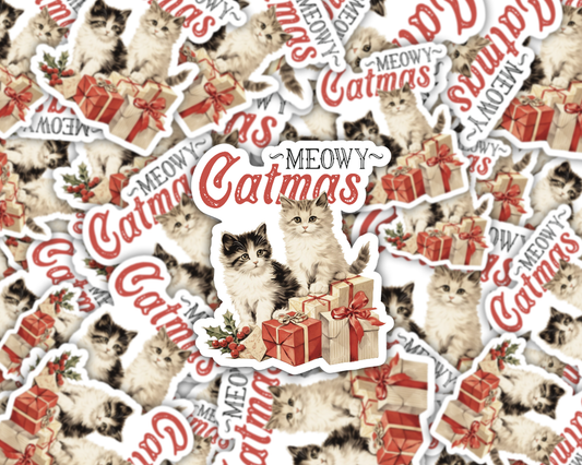 Meowy Catmas Christmas Vinyl Sticker