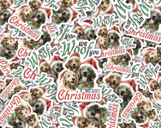 We Woof You A Merry Christmas Vinyl Sticker