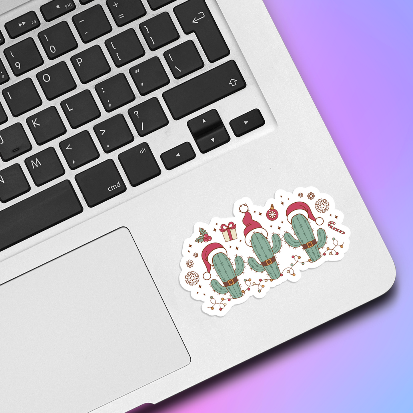 Christmas Cactus Vinyl Sticker