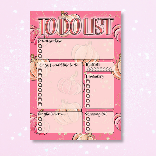 Pumpkin Spice A5 Daily To Do List Notepad
