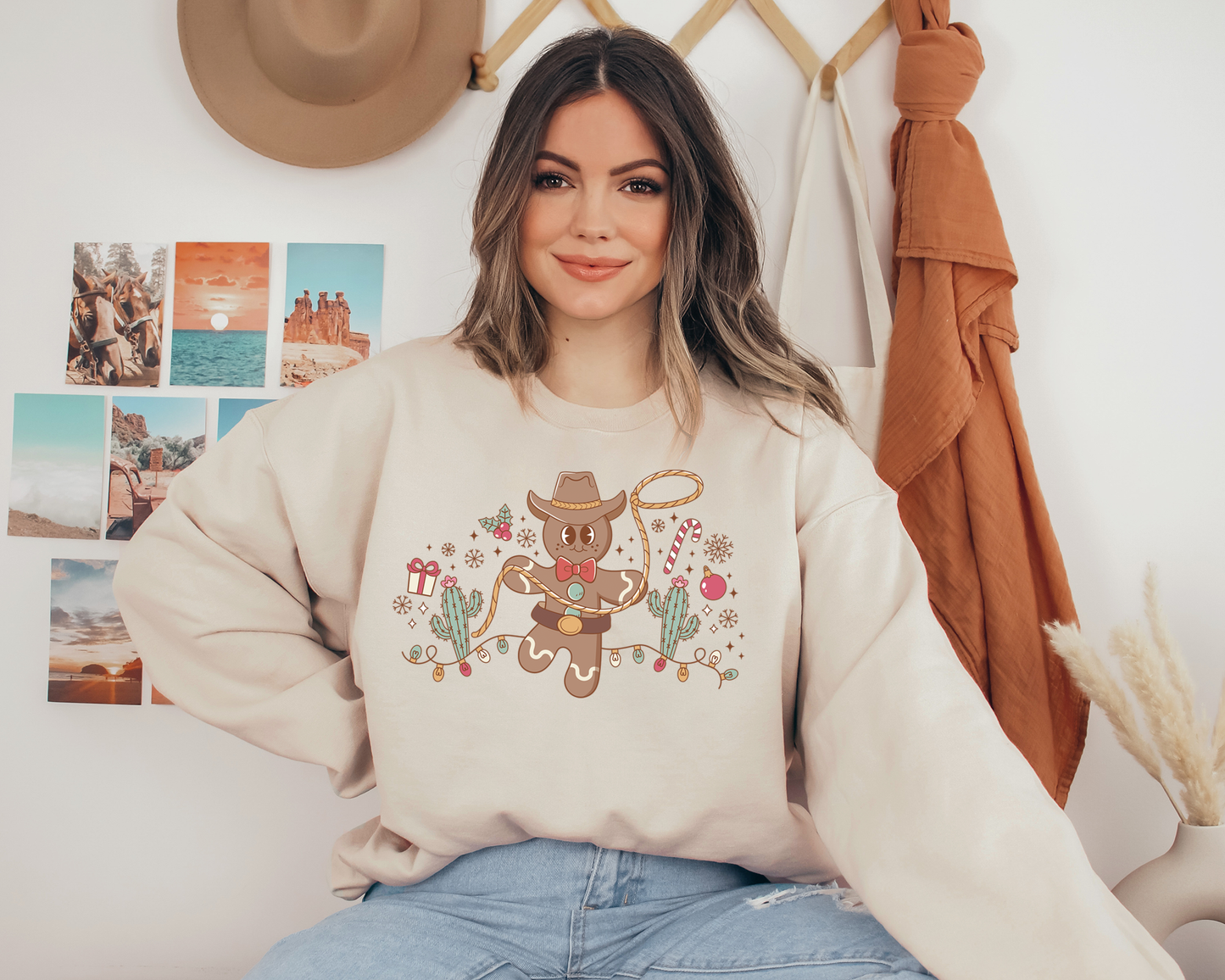 Western Gingerbread Man Christmas Sweatshirt