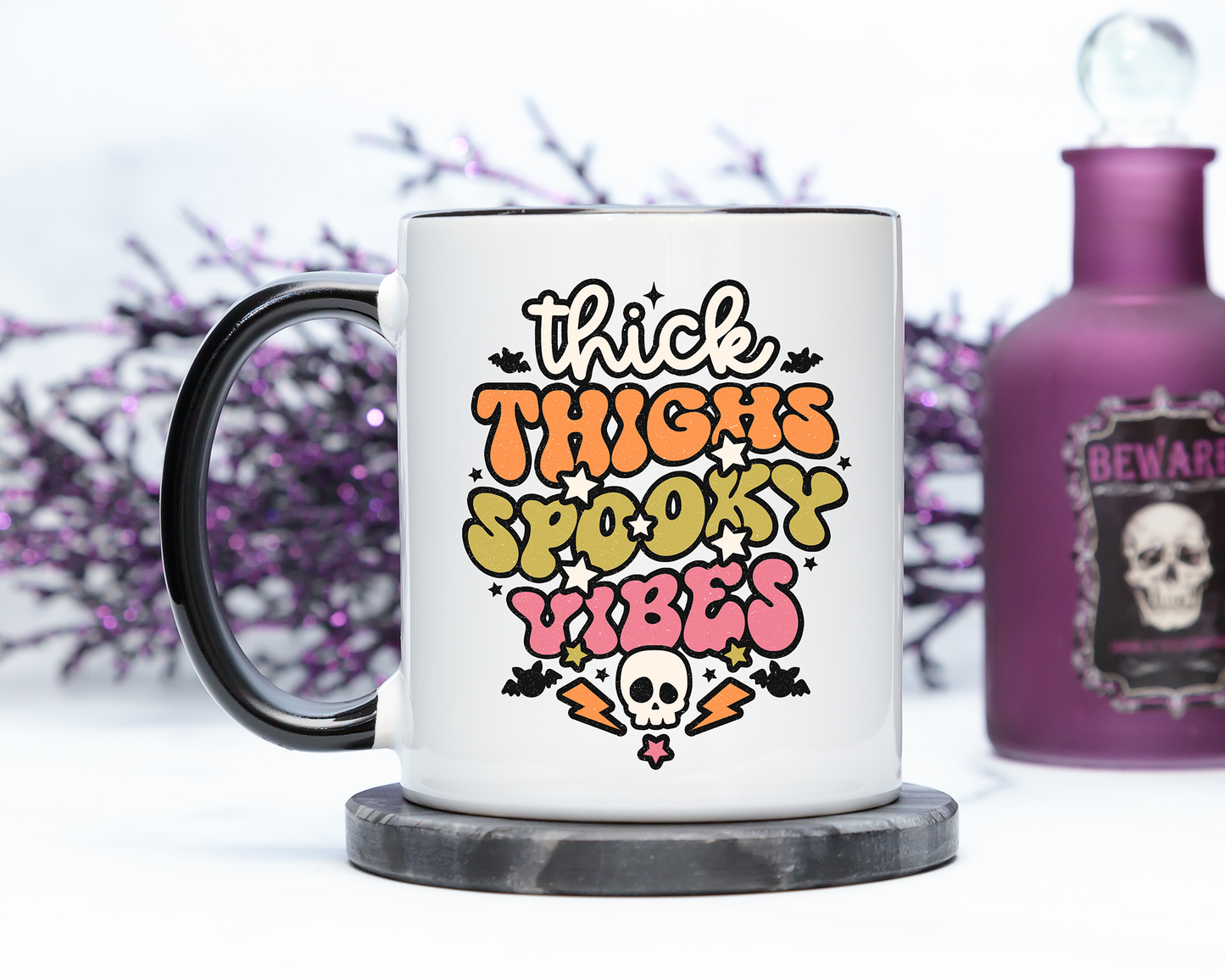 Thick Thighs Spooky Vibes Halloween Mug