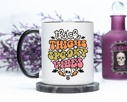 Thick Thighs Spooky Vibes Halloween Mug