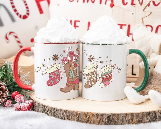 Cowboy Boot Christmas Stocking Mug