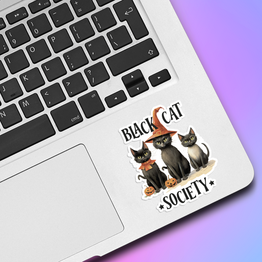 Black Cat Society Halloween Vinyl Sticker