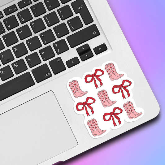 Cowboy Boots & Bows Vinyl Sticker